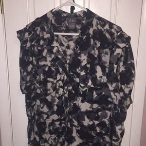 Dots Black & Grey Belted Camo Style Dress 3X